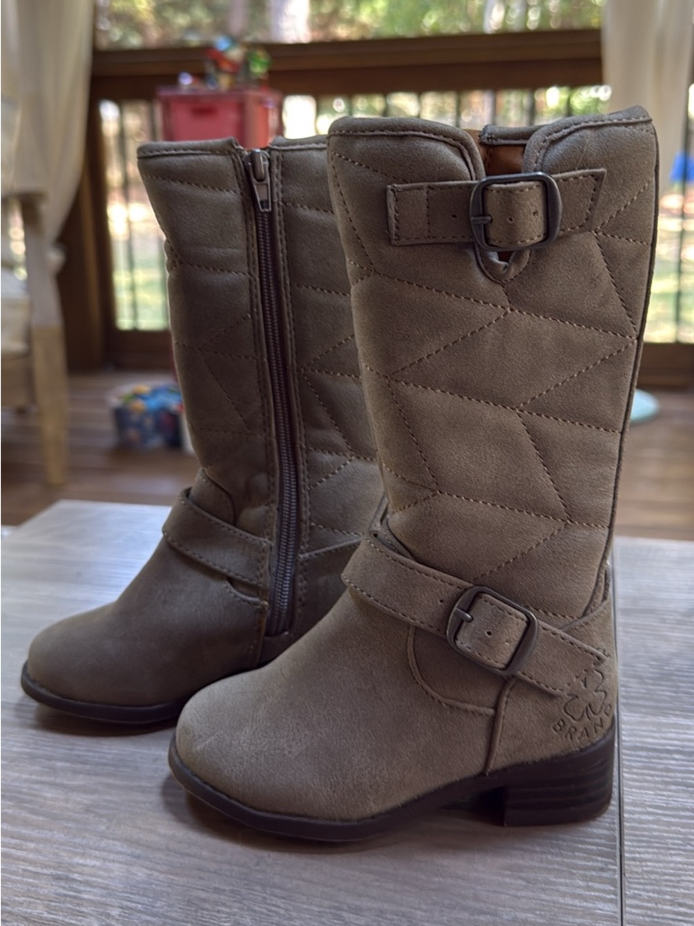 Lucky Brand quilted suede riding boots toddler size 6 (like new)